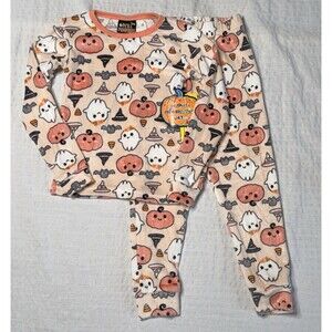 Pumpkin Ghost Halloween Girls Toddler 2 Pc Pajama Set Size 4T. Very Soft.